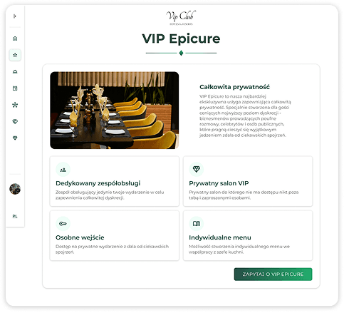 Screen shot of VIP Club demo page